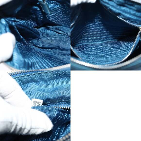 PRADA Shoulder Bag Nylon Blue Silver - Picture 12 of 12